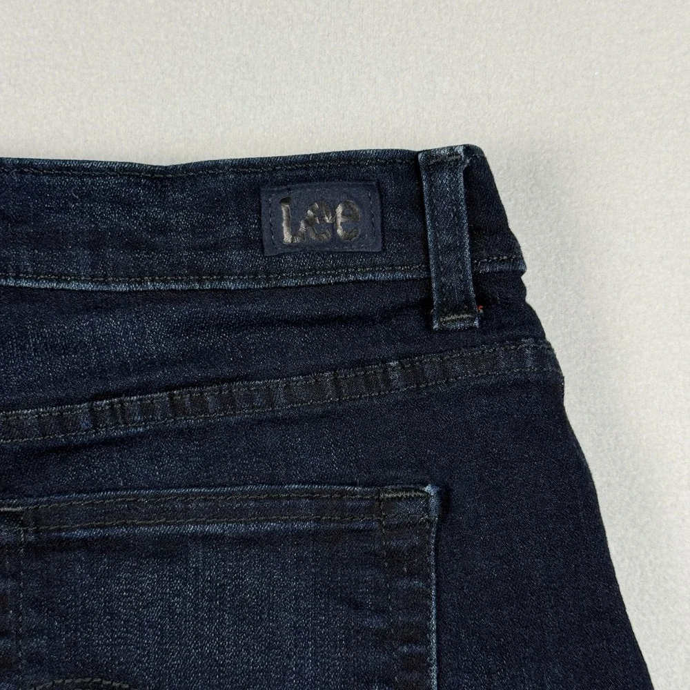 Lee Womens Relaxed Fit Straight Leg Mid Rise Jeans 10 Tall Dark Wash Stretch - Picture 9 of 13